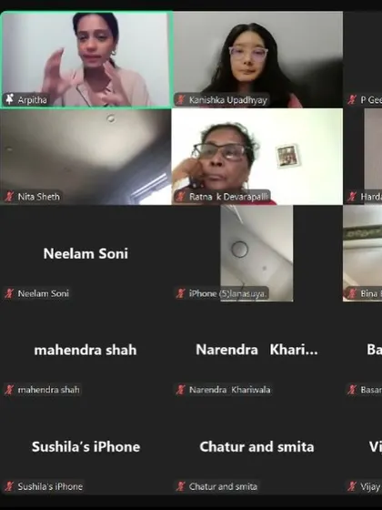 My wellness programs are not limited to in person sessions. This screenshot shows an online workshop I conducted on geriatric nutrition, demonstrating how we can connect with and educate diverse audiences, including elderly participants, through virtual platforms.