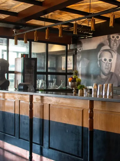 The bar at my Indiranagar location, a perfect blend of modern and vintage aesthetics.