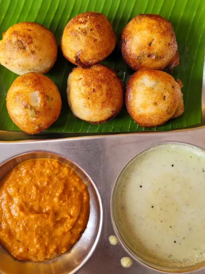 A customer's photo of our Paniyaram, also known as Paddu. These small, savory dumplings are crispy on the outside and soft on the inside.