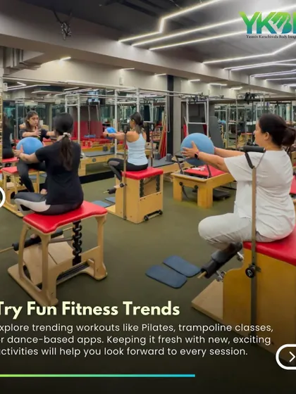 Keeping your routine fresh is crucial for staying motivated. I encourage clients to try fun fitness trends like Pilates, trampoline classes, or dance to look forward to every session.