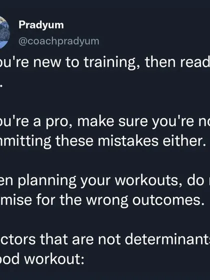 Beginners often focus on the wrong things, like how long they're in the gym, how much they sweat, or how sore they are the next day. None of these are reliable indicators of a good workout. I teach you to focus on the real metrics of progress: progressive overload and consistent execution.