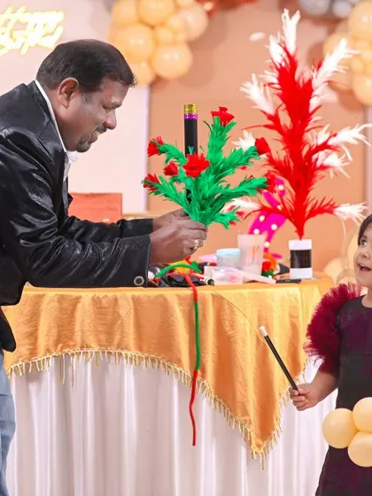 A playful 'Mickey Mouse' themed birthday party, with bright colors, character cutouts, and a fun balloon arch, creating a joyful atmosphere for little ones.