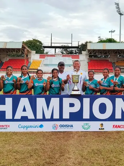 Champions. The Odisha Women's Rugby Team with their trophy at the Senior National Rugby 7s Championship. Their success is a huge inspiration for girls in grassroots programs across the state.