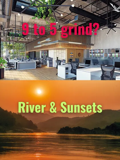 9-to-5 grind, or a river and sunsets? It's time to swap your office view for a sunset over a serene river.