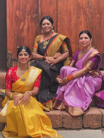 Posing together in our colorful sarees. Every saree has a story, and so does every friendship.