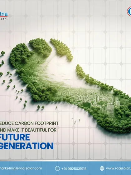 Reduce your carbon footprint and make the world beautiful for future generations. This visual of a green, thriving city within a footprint on a solar panel shows the direct impact of your choice.