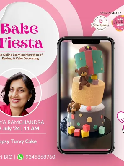 I was so excited to teach a masterclass on how to create a Topsy Turvy Cake for Bake Fiesta, an online learning marathon. It's a joy to share my techniques with fellow bakers.