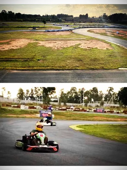 A split view showing the scale of our track and the action on it. With 14 bends and corners, it's a challenge you'll want to take on.