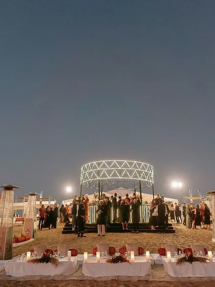 We transformed the vast Thar desert into an epic welcome party under the stars. This shows our love for taking on unconventional locations, letting the natural landscape take center stage while we handle the complex logistics of creating a luxurious experience from scratch.