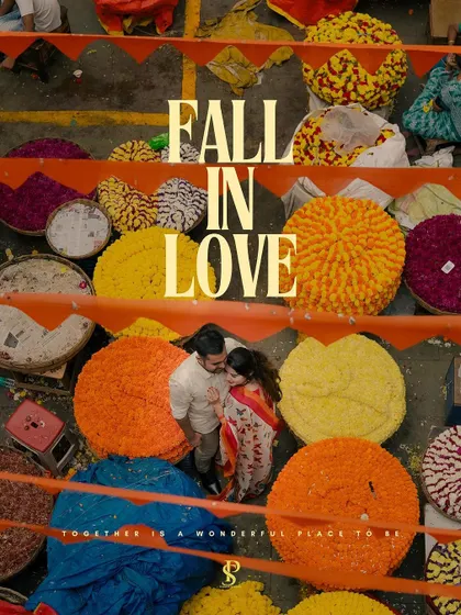 Finding beauty in the chaos of Bangalore's KR Flower Market. This vibrant, colorful setting provided a stunning backdrop for a couple who wanted a pre-wedding shoot that was unique, fun, and full of life.