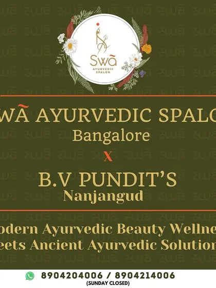 I am proud to collaborate with B.V. Pundit's of Nanjangud, an institution with over 110 years of Ayurvedic heritage. This partnership ensures the authenticity and purity of the products I use in my treatments.