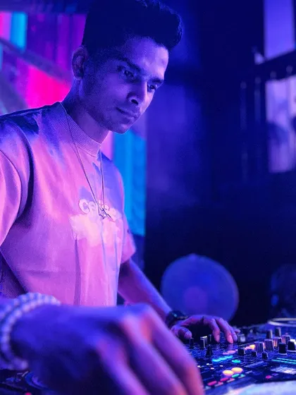 A moment of calm and focus. In the middle of a high-energy set, I'm locked in, making sure every transition is perfect.