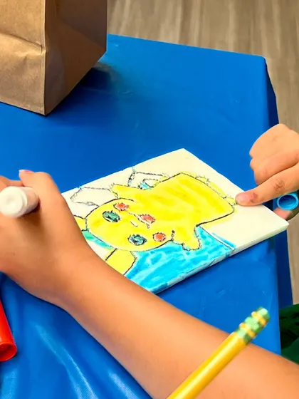 Even Pikachu made an appearance at our printmaking workshop! We love it when participants bring their favorite characters into their art.