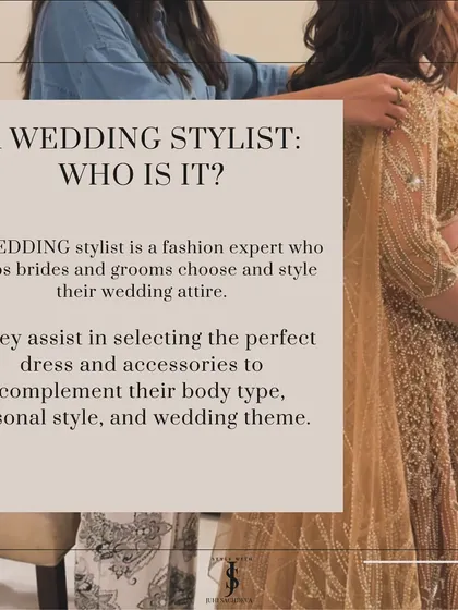 What is a wedding stylist? I'm a fashion expert who helps you choose and style your wedding attire, taking the stress out of the process.
