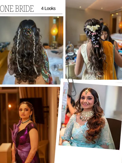 One bride, four events, four completely different stories. I work with you to create a unique hairstyle for your Mehendi, Haldi, Sangeet, and Wedding Day, ensuring each look is perfect for the occasion while reflecting your personal style.