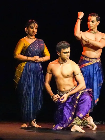 A scene filled with emotion from 'ĀBHA'. The expressions on our faces are a critical part of the 'abhinaya', or expressive aspect of the dance.