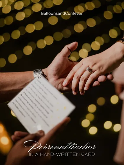 A handwritten card adds a deeply personal touch. It's these small, meaningful details that transform a beautiful setup into an emotional and memorable experience.