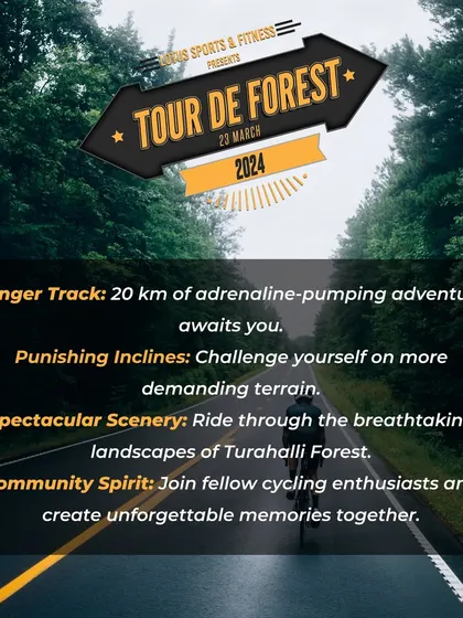 Moments from our Tour de Forest, showcasing our members cycling through city streets and forest paths, wearing their exclusive event jerseys and enjoying the ride.