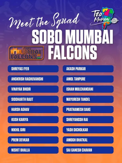 Another one of our players making it to the big leagues. Here is the SOBO Mumbai Falcons squad list featuring our trainee Nishit Balla, who was picked for a significant sum in the T20 Mumbai Premier League auction.