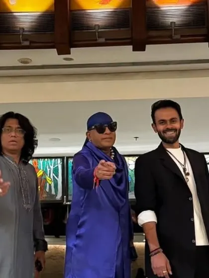 Posing with the trio. The energy before a show is always electric.