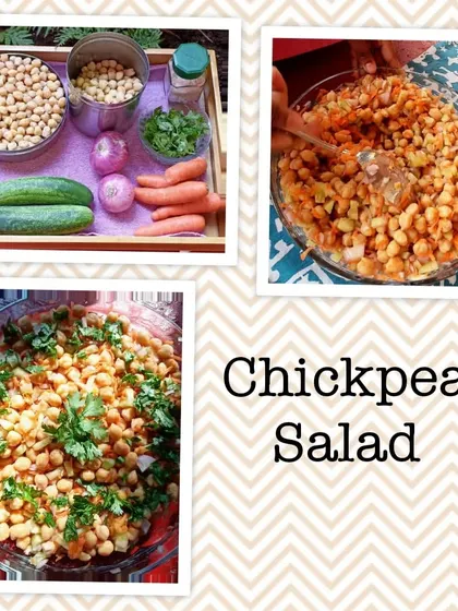 Making a healthy and delicious chickpea salad, where children practiced chopping vegetables and mixing ingredients to create a nutritious meal.