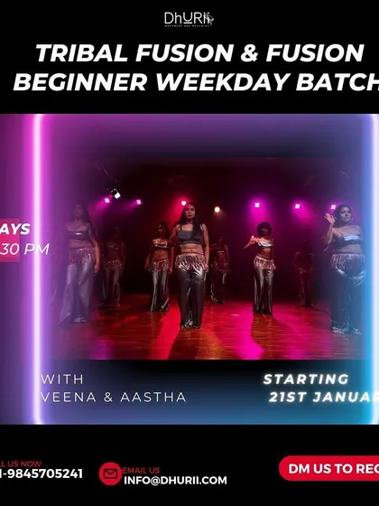 Our beginner weekday batch for Tribal Fusion & Fusion Belly Dance starts in January. These evening classes are a great way to connect with your body after a long day.