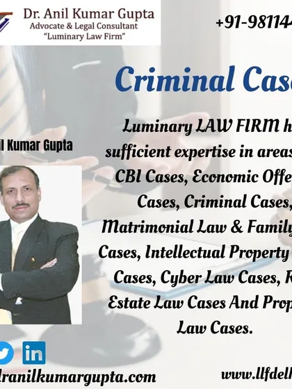 Our firm is highly experienced in handling a wide variety of criminal cases. We possess the expertise required for CBI cases, economic offences, and other complex criminal matters, in addition to our family law practice.