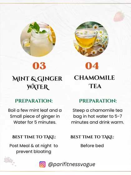 This 7-day infused water plan is designed to beat the bloat and improve digestion. Using simple ingredients from the Indian kitchen like fennel, cumin, mint, and ajwain, these drinks are a refreshing way to support your gut health.