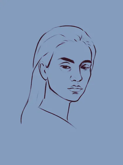 The line art version of a quick digital sketch. Even simple lines can convey a lot of emotion and character, and I enjoy this kind of minimalist practice.