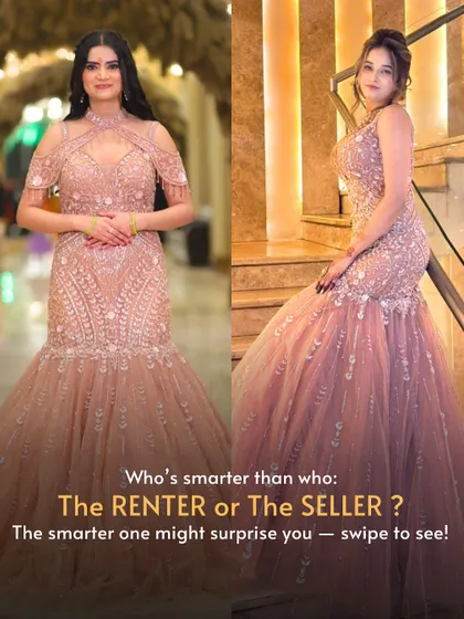 Two women, one gorgeous gown. One chose to sell and share, the other chose to rent and shine. Both made a choice that's smart and magical.