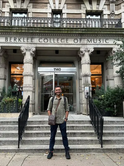 Living a musician's dream. This photo was taken after our workshop at the prestigious Berklee College of Music in Boston.