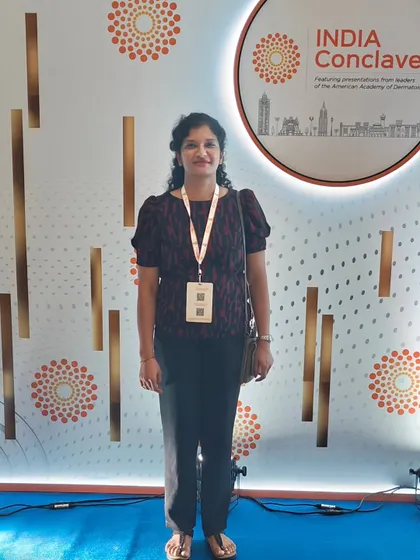 Pictured here at the India Conclave in Bangalore, which featured presentations from leaders of the American Academy of Dermatology. Staying connected with local and global advancements is a priority.