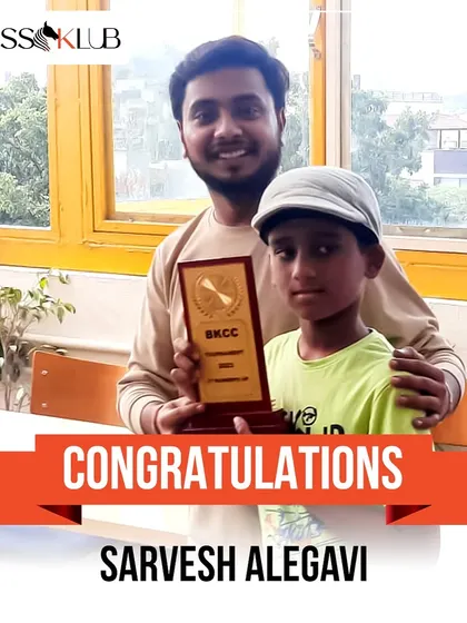 A proud moment for Sarvesh Alegavi, who won second prize at the BKCC Under-16 Chess Tournament with a brilliant score.