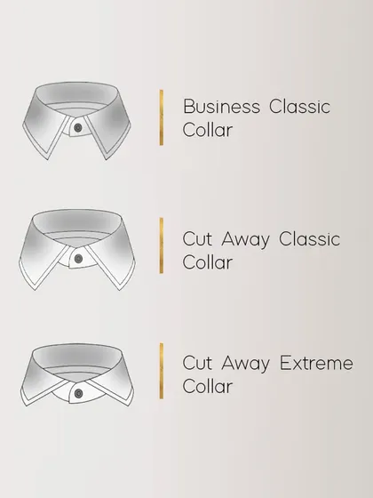 A look at some classic collar styles we offer. From the Business Classic to the Cut Away Extreme, we can craft a collar that perfectly complements your face shape and personal style.