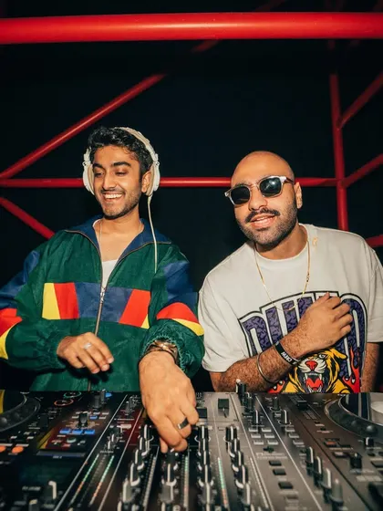 A candid moment behind the decks at the Puma event. B2B sets are always fun, feeding off each other's energy to keep the crowd hyped.