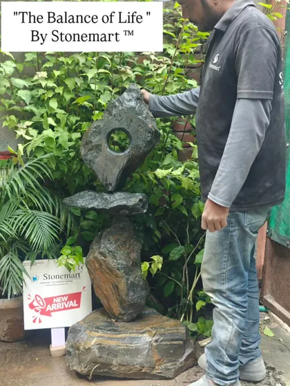 "The Balance of Life" by Stonemart. This modern abstract garden sculpture is a beautiful masterpiece designed for those who appreciate unique and thought-provoking art.