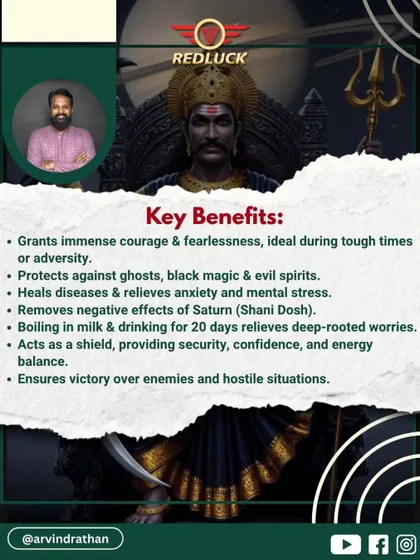 Key benefits of this bead include granting fearlessness during adversity, protection against ghosts and black magic, and healing deep-rooted worries. It is a powerful shield that ensures victory over enemies.