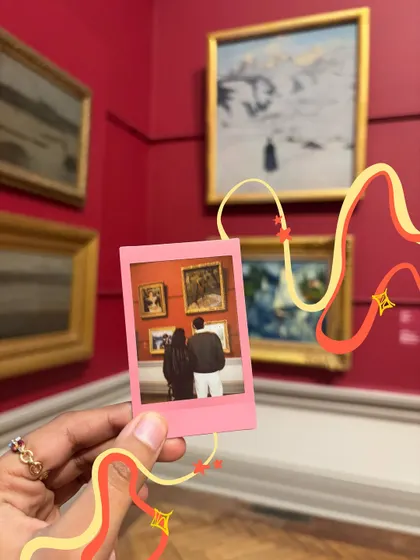 Capturing a memory within a memory. I added doodles around this polaroid of us at the museum, making it feel like a scrapbook page.