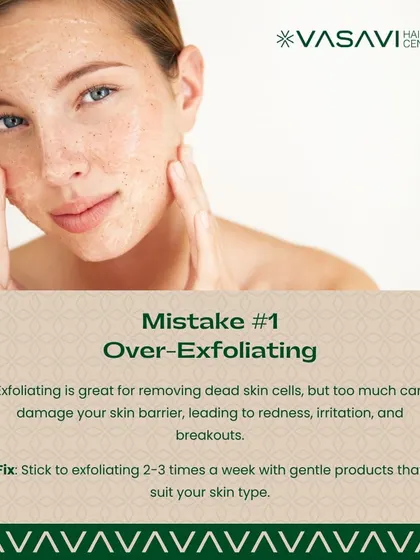 A common skincare mistake is over-exfoliating. While exfoliation is great for removing dead skin cells, doing it too often can damage your skin barrier, leading to redness, irritation, and even more breakouts. I recommend gentle exfoliation 2-3 times a week.