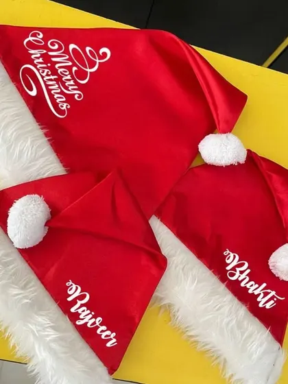 Get ready for Christmas with these personalized Santa hats. I can add names for the whole family.