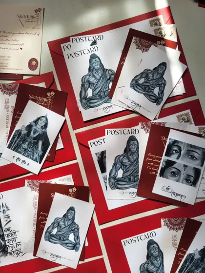 My art postcards aren't just for a new year, they are for creating lasting memories. Here they are shown with their custom red envelopes.
