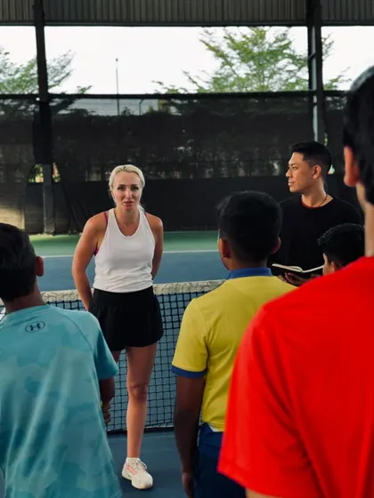 A close-up of Diana speaking to our players, who are listening with rapt attention. These moments of inspiration are invaluable.