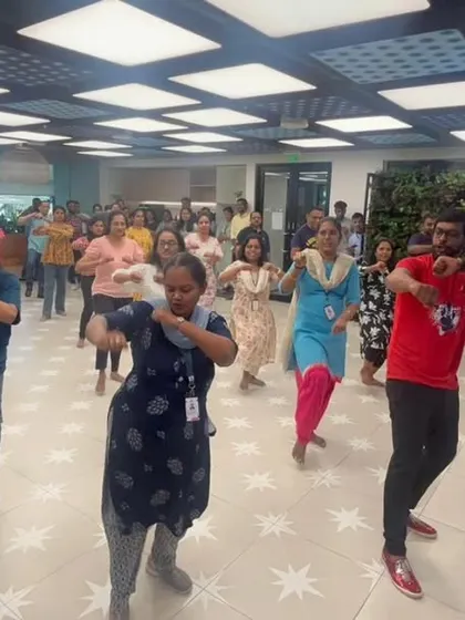 Our instructor demonstrating moves during the high-energy corporate workshop. We focus on creating a positive and encouraging atmosphere for all participants.