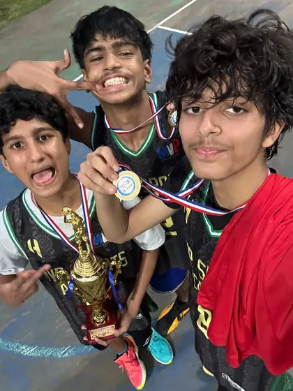 A close-up selfie from the players themselves after their big win. This is the pure joy of competition and success that we foster at the academy.