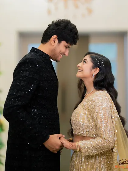 A sweet, candid moment where Apoorv and Shikha are lost in each other's eyes. These are the moments that truly tell the story of your love.