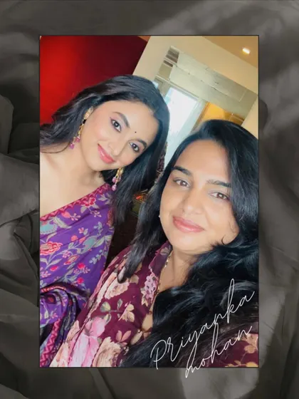 A quick selfie with the lovely Priyanka Mohan after getting her ready. These moments are a cherished part of my journey as a celebrity makeup artist in Bangalore.