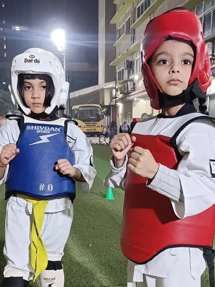Geared up and ready for battle. This is the moment before the match starts, where focus is everything. We prepare our students mentally and physically for this intensity.