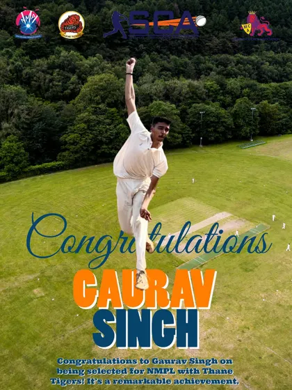 We celebrate Gaurav Singh's selection for the Thane Tigers in the NMPL. Every selection is a victory for the player's hard work and our academy's commitment.