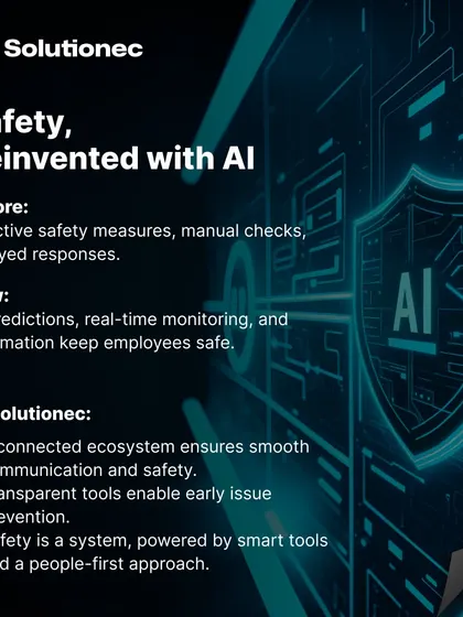This carousel, created for the World Day for Safety and Health at Work, details our approach to revolutionizing workplace safety with AI. We show the shift from reactive measures to proactive, AI-driven predictions, real-time monitoring, and automation that keep employees safe.