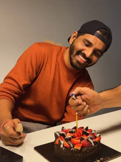 A happy smile and a single candle on our Chocolate Strawberry cake. These simple, joyful moments are everything.